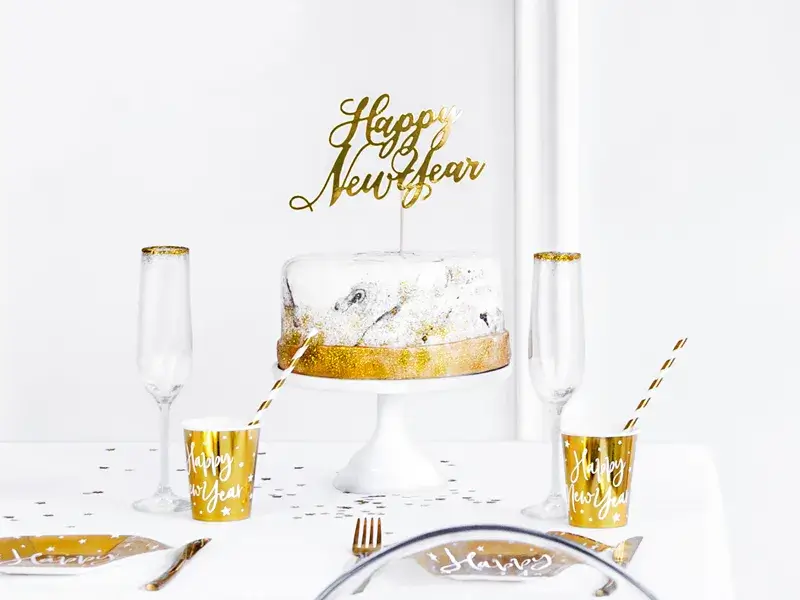 Gouden Gelukkig Nieuwjaar taarttopper