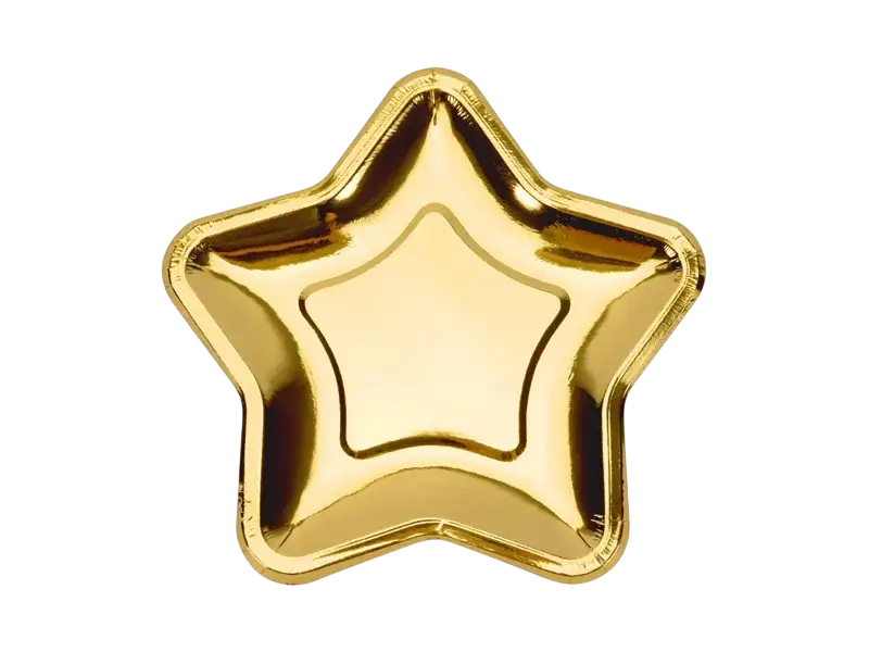 6 gouden ster bordjes (ø18cm)