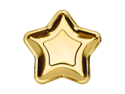 6 gouden ster bordjes (ø18cm)