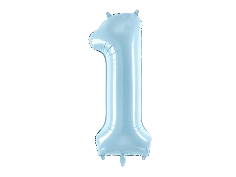 Bal Chiffre ''1'', aluminium, 86cm, lichtblauw