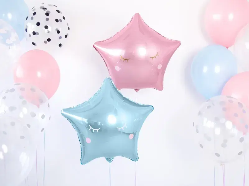 Lichtblauwe metallic aluminium ster ballon - 48 cm