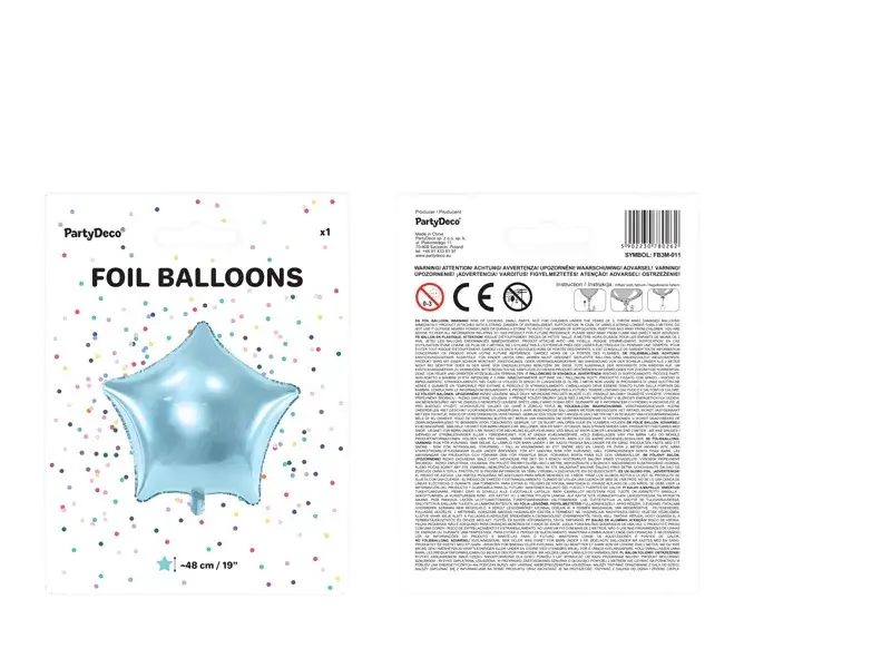 Lichtblauwe metallic aluminium ster ballon - 48 cm