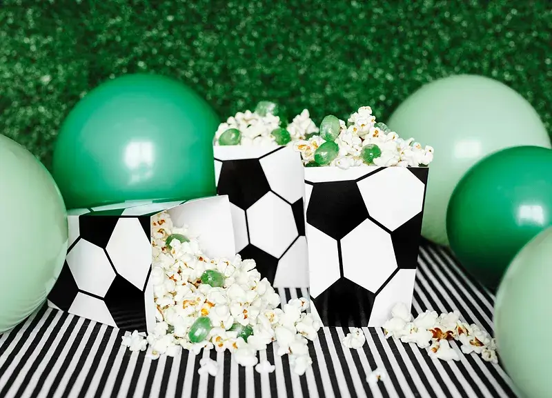 6 potten voetbal popcorn