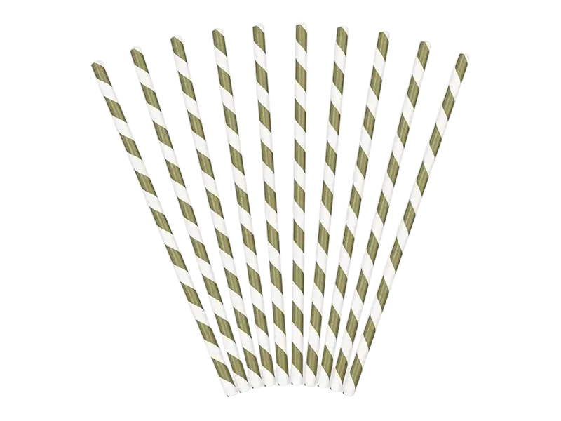 10 goudgestreepte papieren rietjes