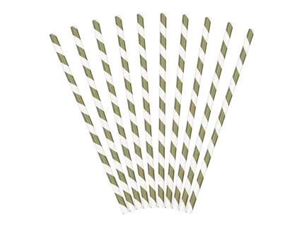 10 goudgestreepte papieren rietjes