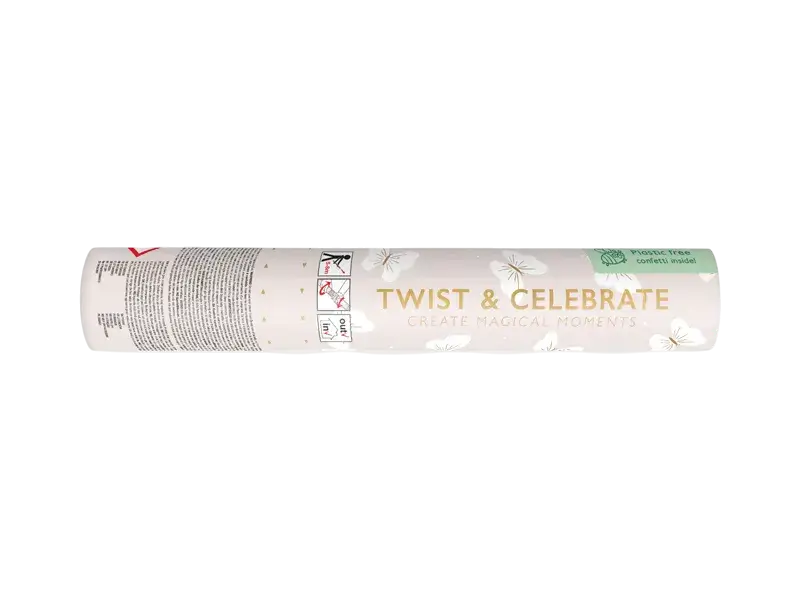 Confetti kanon met witte vlinders 20 cm