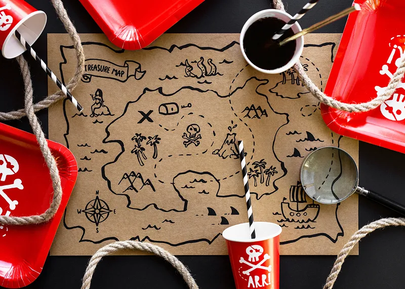 6 placemats met piratenschatkaart