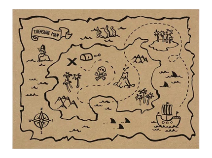 6 placemats met piratenschatkaart