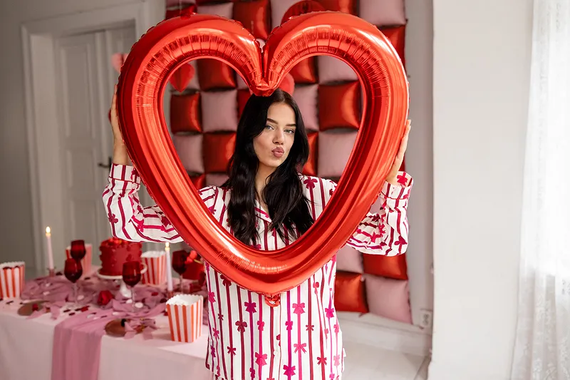 Aluminium ballon met rood hart