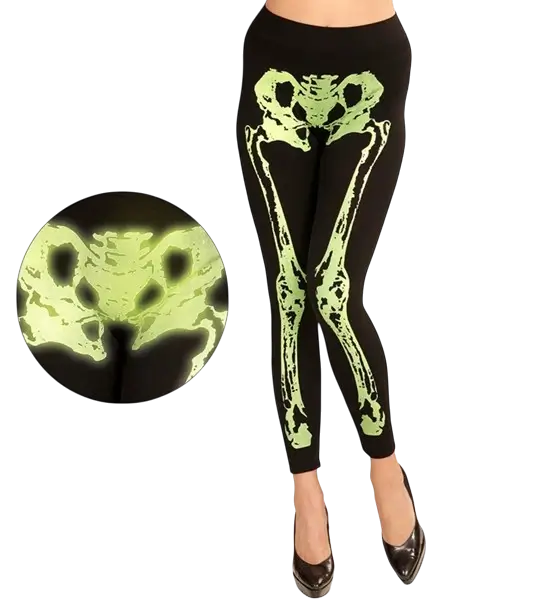 Fluorescerend groene skelet legging maat S/M