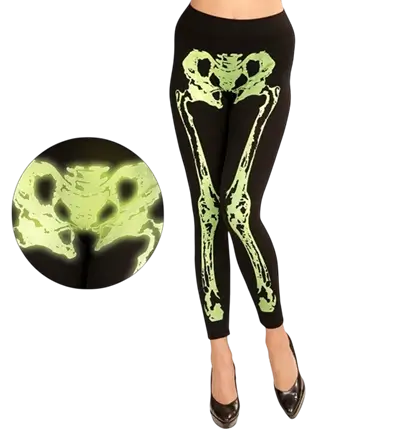 Fluorescerend groene skelet legging maat S/M