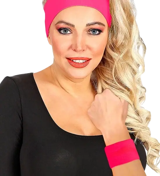 Paar neonroze manchetten