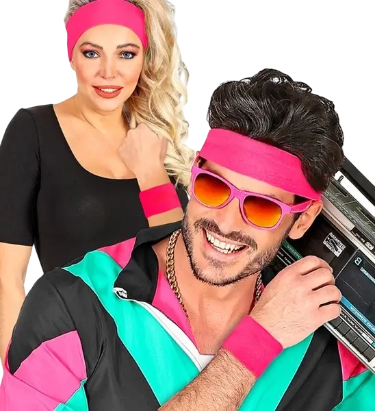 Paar neonroze manchetten