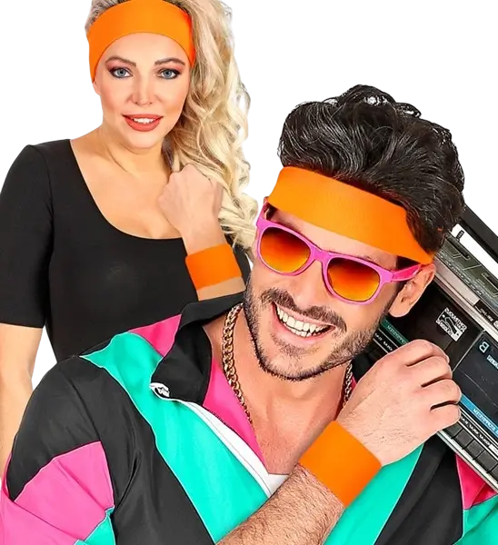 Paar fluorescerende oranje manchetten