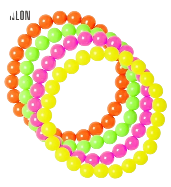 Set van 4 fluorescerende parelarmbanden