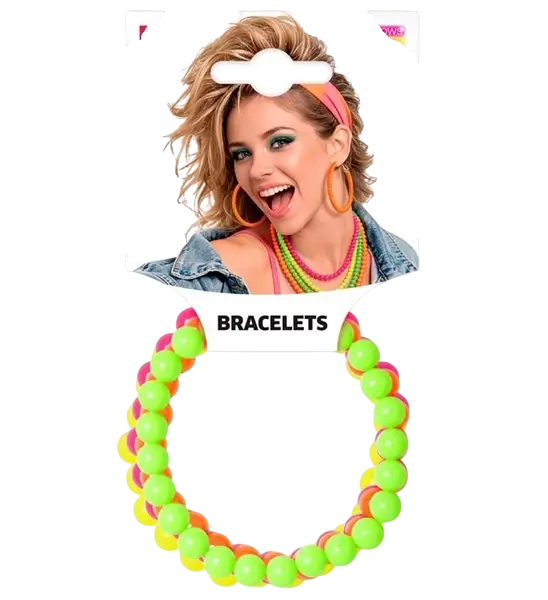 Set van 4 fluorescerende parelarmbanden