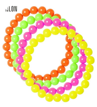 Set van 4 fluorescerende parelarmbanden