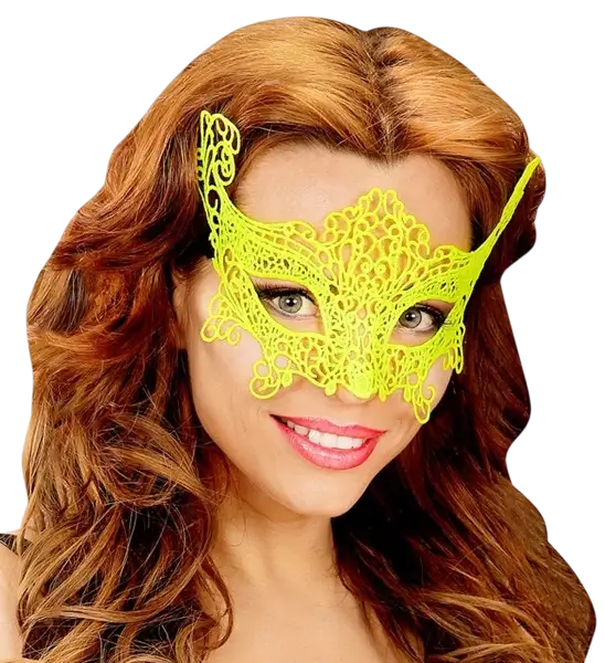 Neongeel wolvenmasker in kant