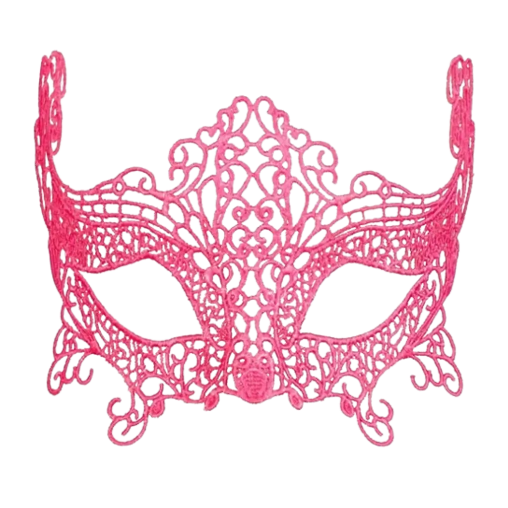 Neonroze kanten wolvenmasker