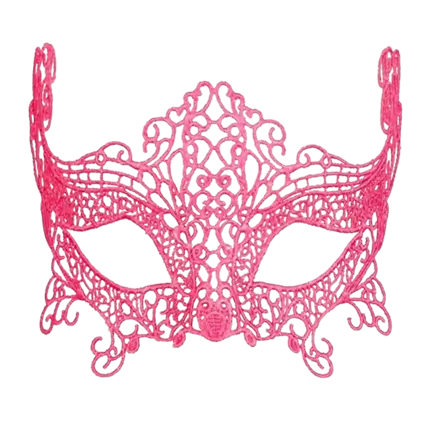 Neonroze kanten wolvenmasker