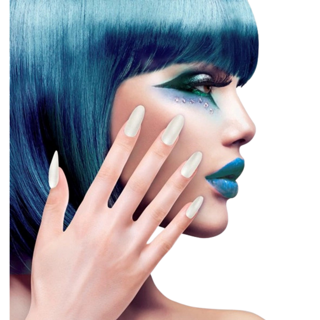 Witte fluorescerende nepnagels - set van 12