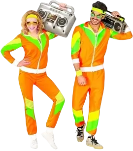 80s oranje jumpsuit - S