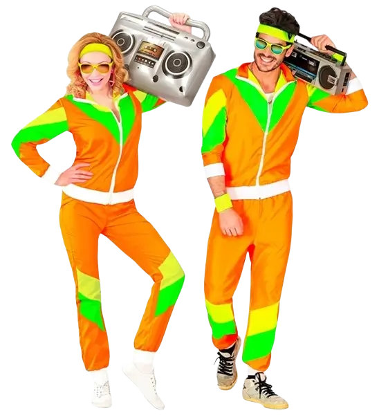 80s oranje jumpsuit - L