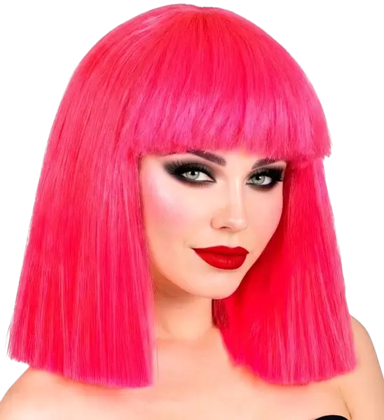 Fluorescerend roze pruik met franje