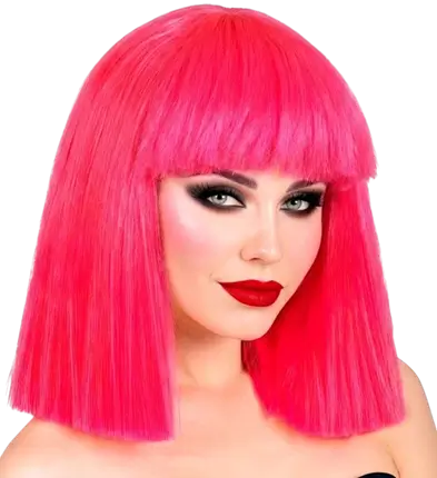 Fluorescerend roze pruik met franje