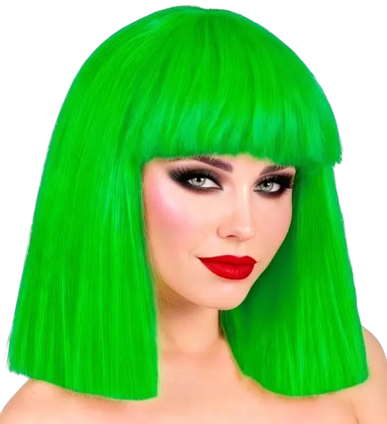Fluorescerend groene pruik met franje
