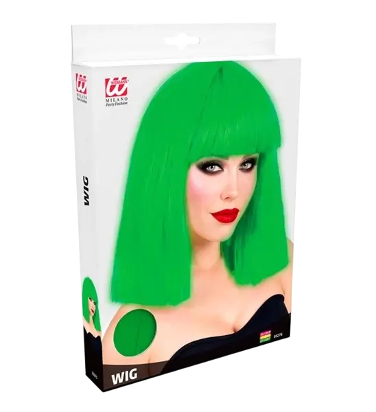 Fluorescerend groene pruik met franje