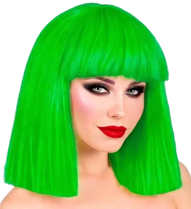 Fluorescerend groene pruik met franje