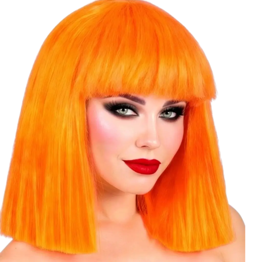 Fluorescerend oranje showgirl pruik