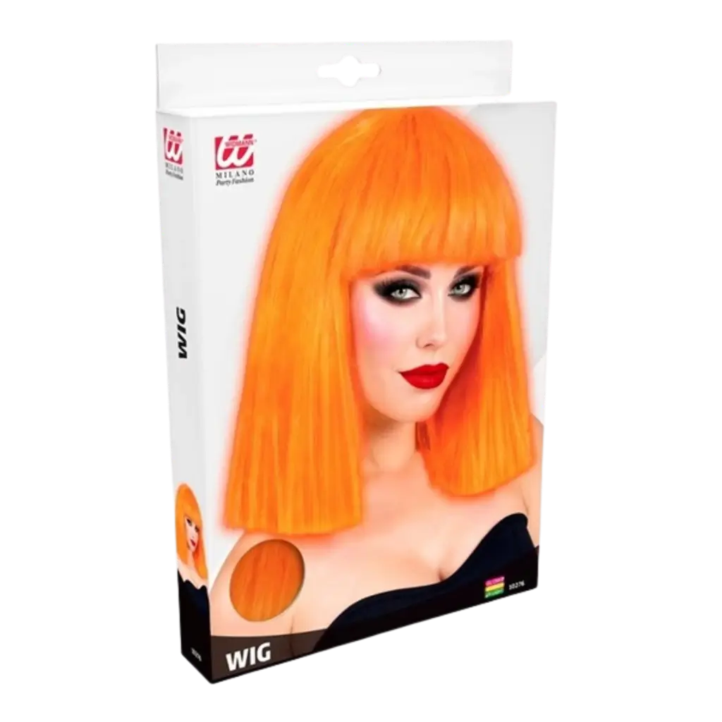 Fluorescerend oranje showgirl pruik