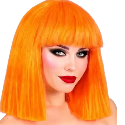 Fluorescerend oranje showgirl pruik