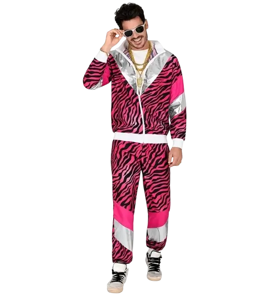 Roze en zwart fluorescerend trainingspak - S