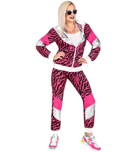 Roze en zwart fluorescerend trainingspak - S
