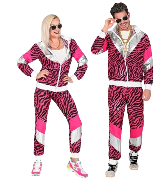 Roze en zwart fluorescerend trainingspak - M
