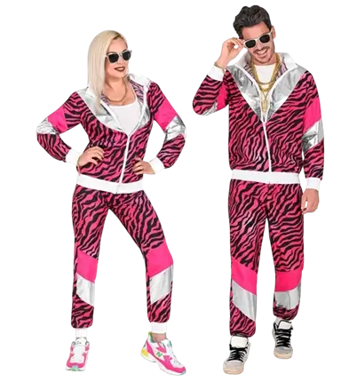 Roze en zwart fluorescerend trainingspak - L