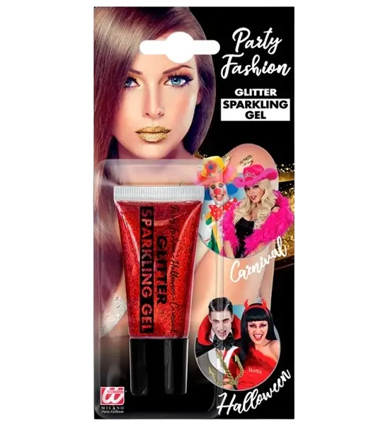 Rode glittergel voor lichaam en gezicht