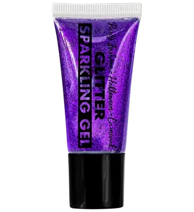 Violette glittergel voor lichaam en gezicht