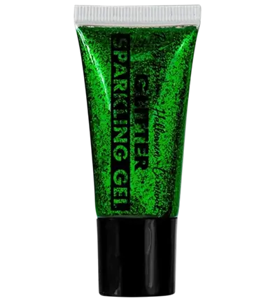 Groene glittergel voor lichaam en gezicht
