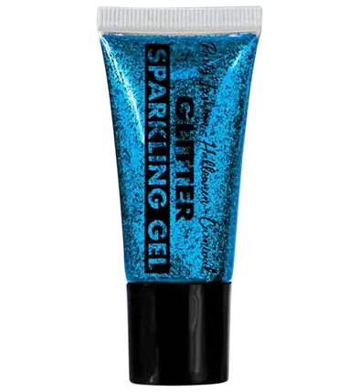 Blauwe glittergel voor lichaam en gezicht