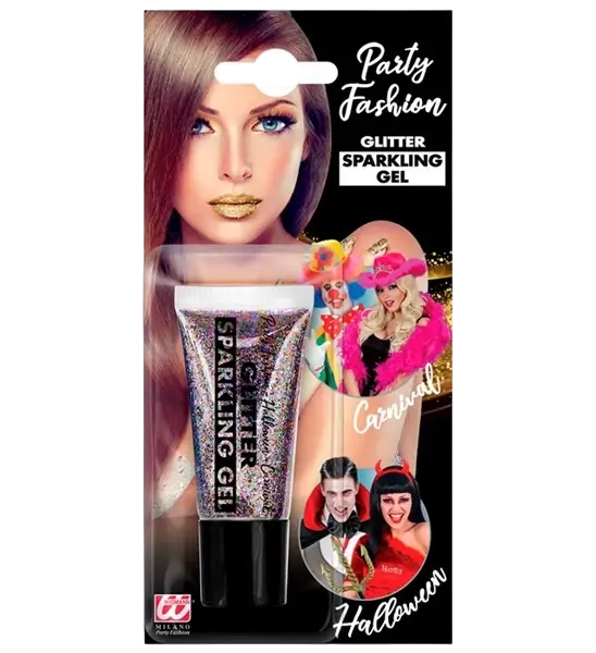 Veelkleurige glittergel voor lichaam en gezicht