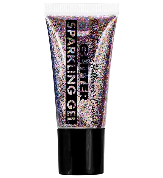 Veelkleurige glittergel voor lichaam en gezicht