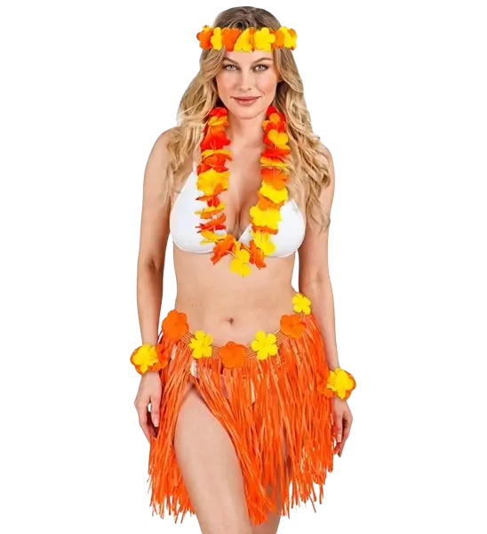 Oranje Hawaiiaans verkleedpak