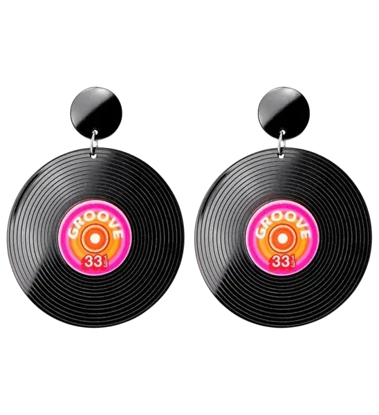 80s vinyl plaat oorbellen