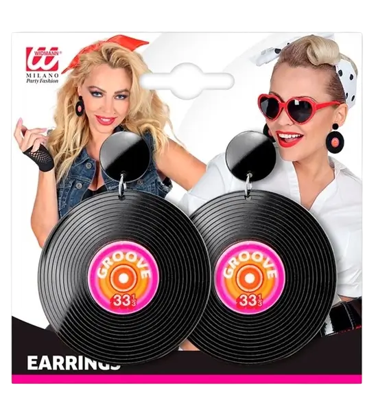 80s vinyl plaat oorbellen