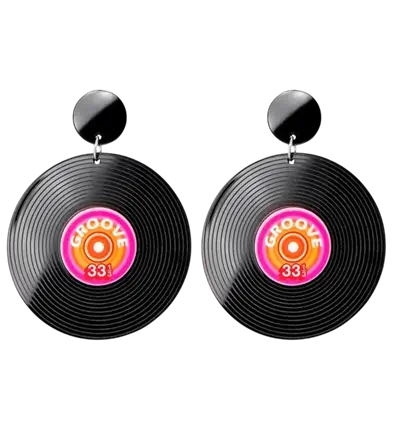 80s vinyl plaat oorbellen