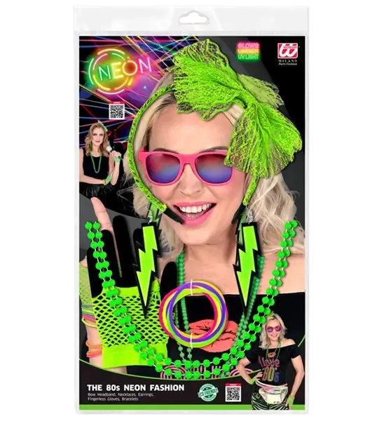 80s kostuum accessoires set in neon groen